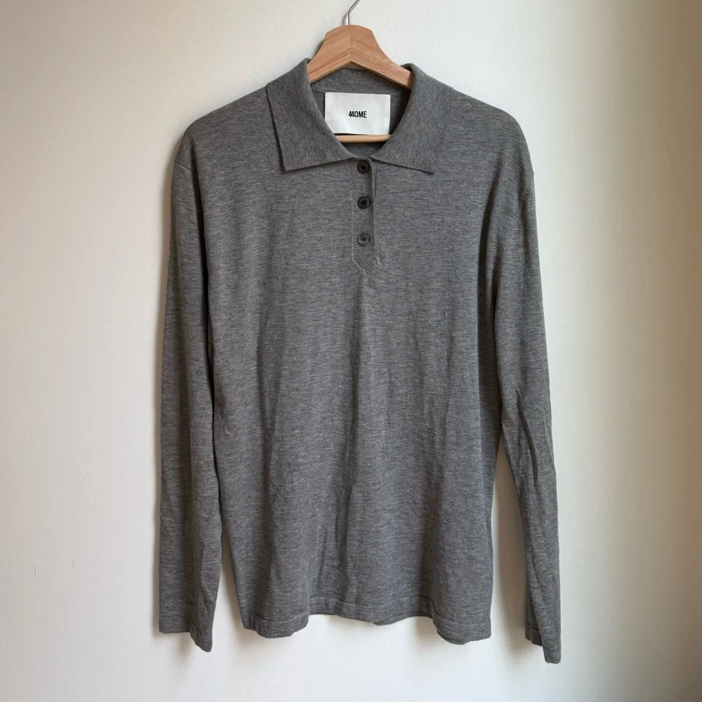 440ME Grey Essential Cashmere Silk Polo — Large $200USD - Picture 4 of 7